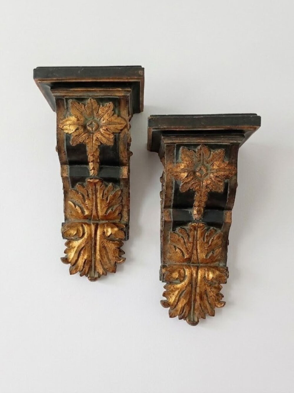 Vtg Ornate Resin Corbel Bookends Architectural Salvage Style Decorative Shelves